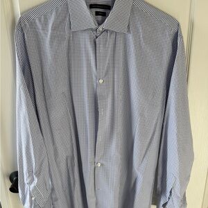 John Varvatos Navy Checkered Dress Shirt